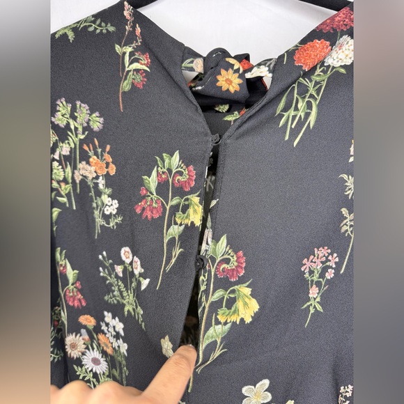 Zara Flowy Black Romper with Floral Design, Sz:S - Picture 5 of 9